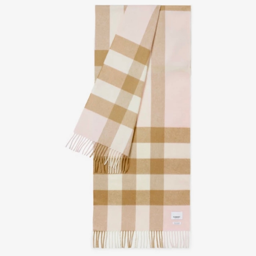 Burberry Cashmere Classic Pink Check Scarf